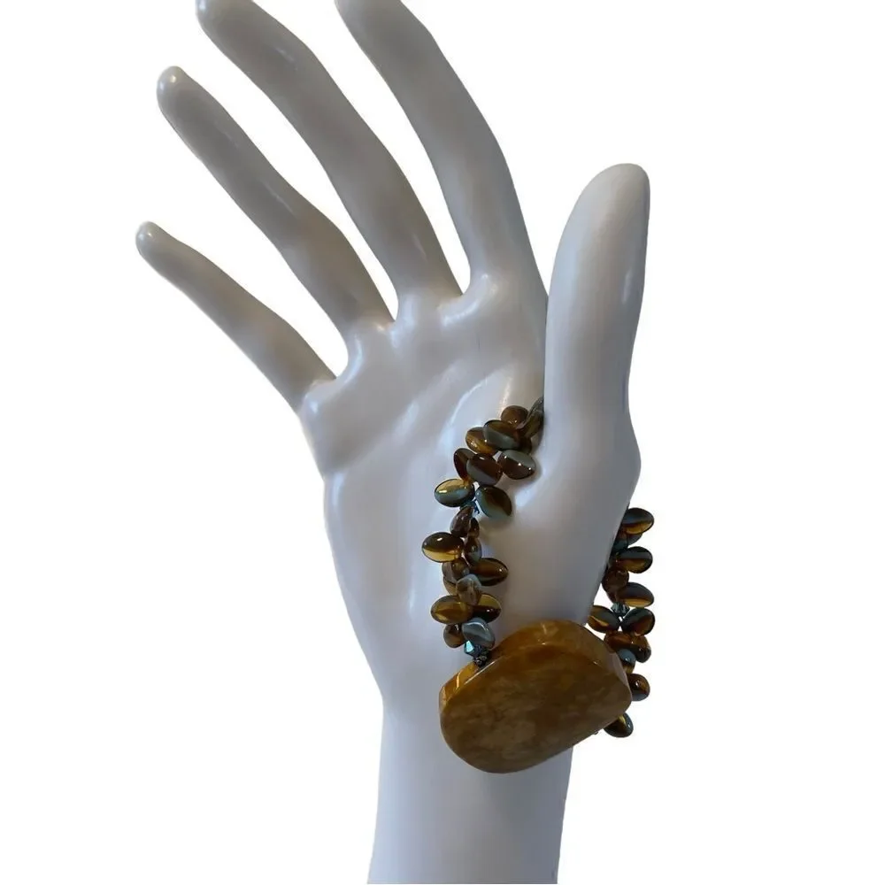 Gorgeous Genuine Gemstone & Glass Bead Artisan Made Bracelet.